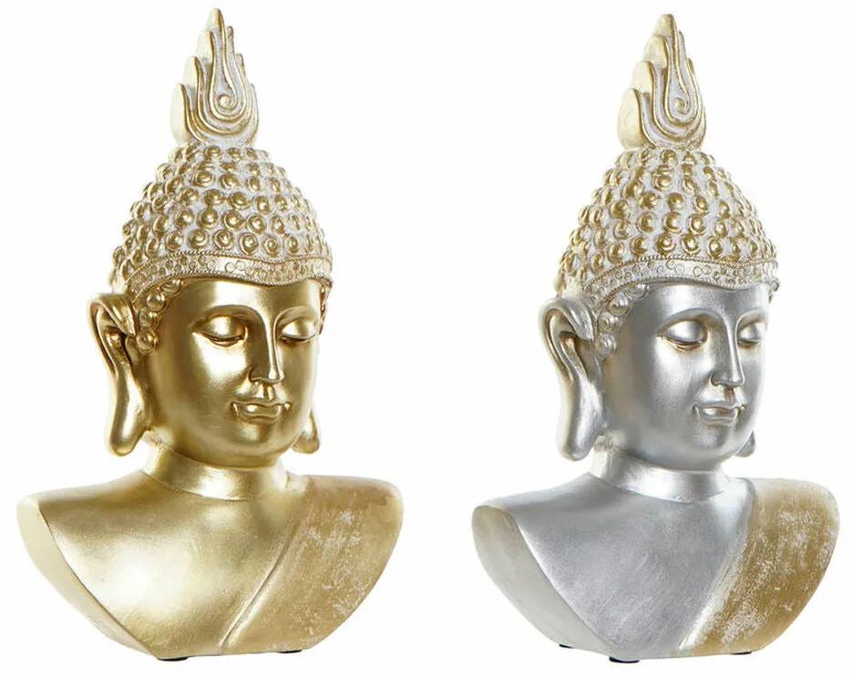 Figura Decorativa DKD Home Decor Prateado Dourado Buda Resina (19 x 11.5 x 32 cm) (2 pcs)