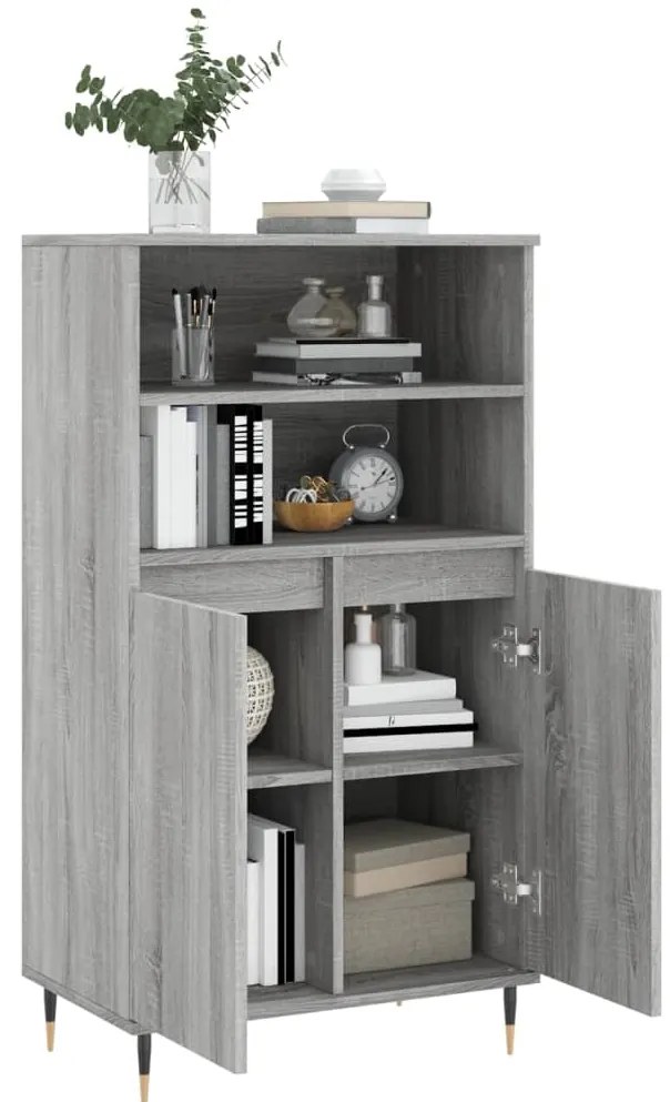 Aparador alto 60x36x110 cm derivados de madeira cinzento sonoma