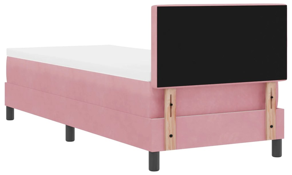 Cama Box Spring vidaXL com Colchão Rosa 80x200 cm Veludo