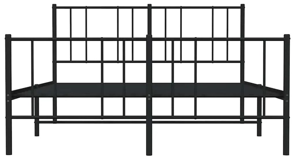 Estrutura de cama com cabeceira e pés 135x190 cm metal preto