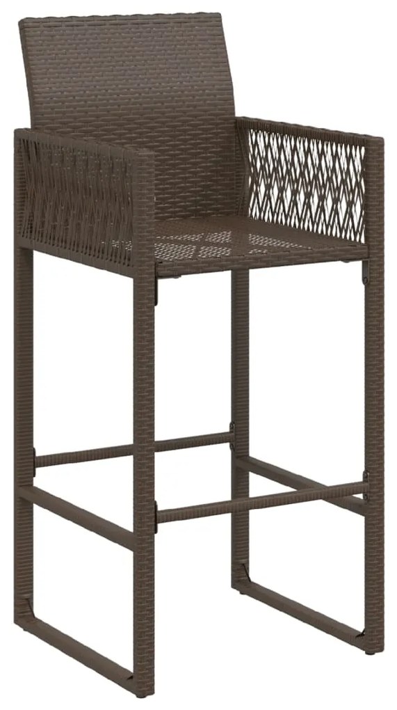 Bancos de bar para jardim 2 pcs vime PE castanho