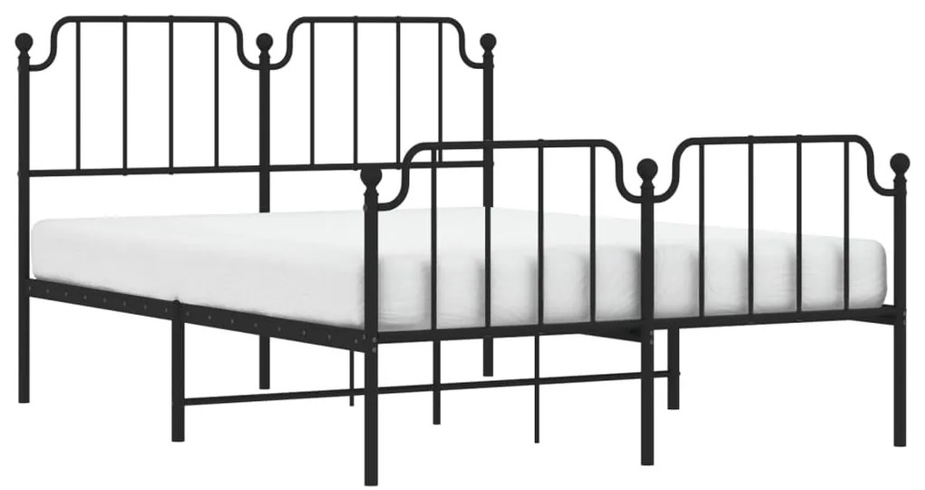 Estrutura de cama com cabeceira e pés 140x190 cm metal preto