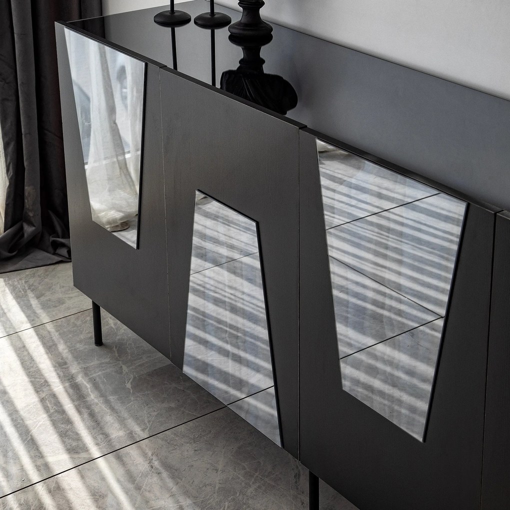 Console Venice – Preto Fumê – 180x80x40 cm
