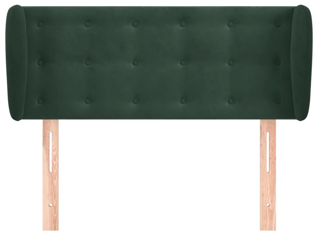 Cabeceira de cama c/ abas veludo 93x23x78/88 cm verde-escuro