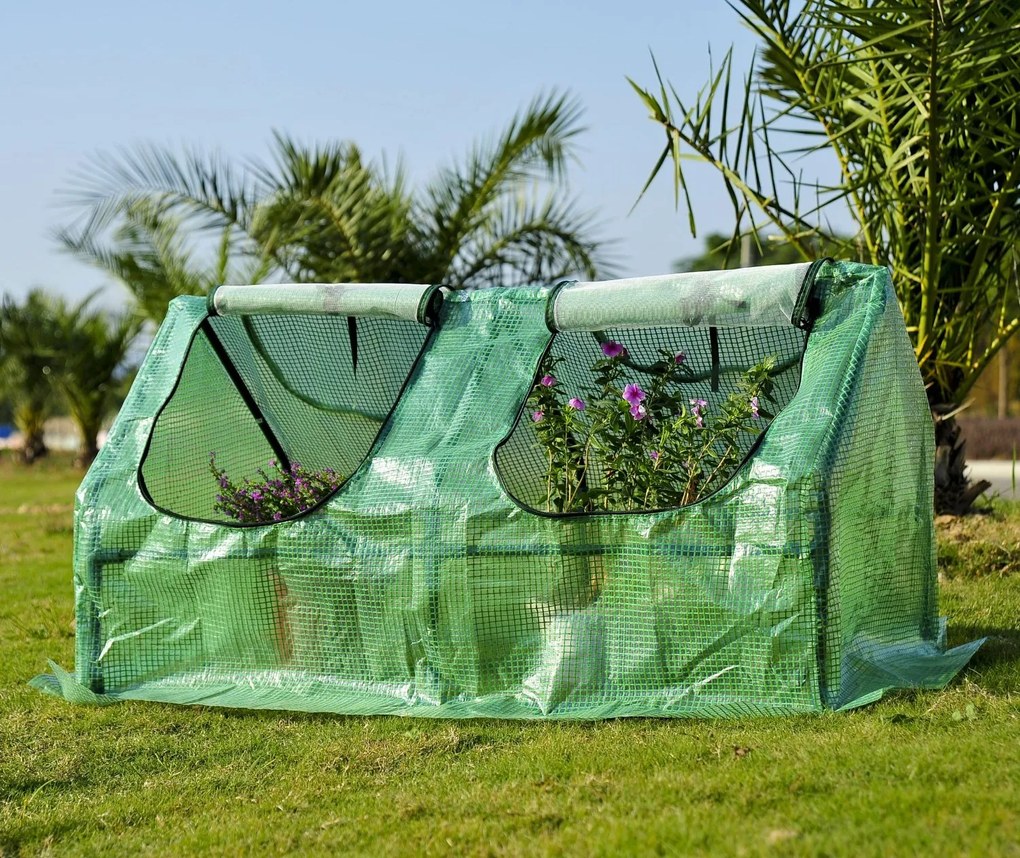 Estufa de Tubo Aço e Plástico Jardim Varanda Cultivo de Plantas 120x60x60 cm