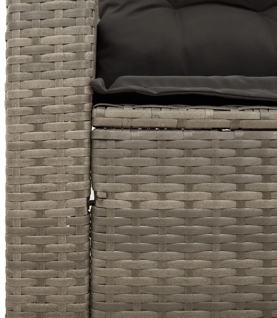 3 pcs conjunto sofás de jardim c/ almofadões vime PE cinzento