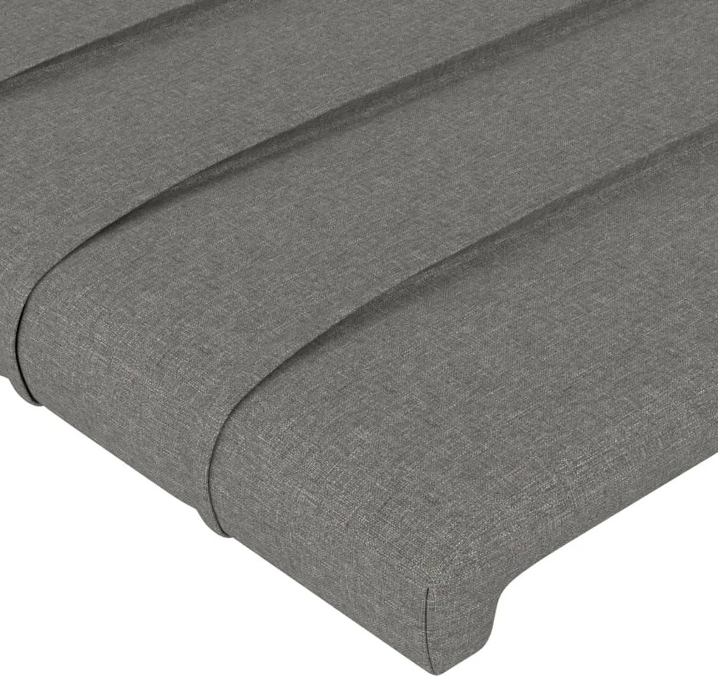 Cabeceira de cama c/luzes LED tecido 160x5x78/88cm cinza-escuro