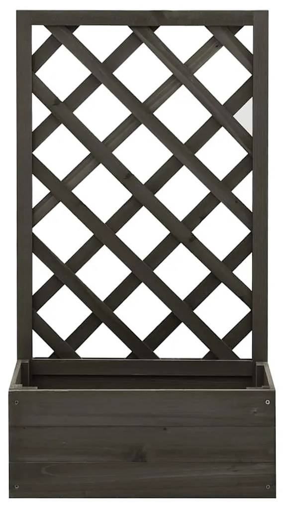 Vaso com treliça para jardim 50x25x90 cm abeto maciço cinzento