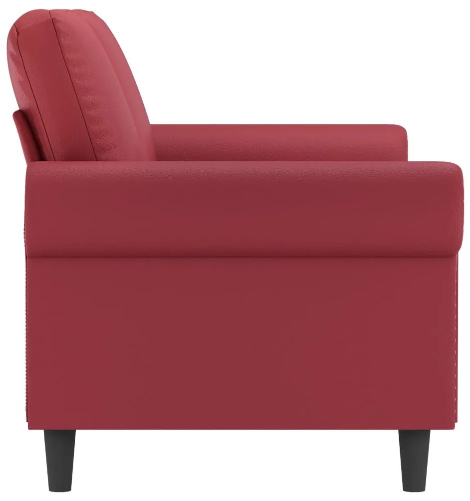 Sofá de 2 lugares 140 cm couro artificial vermelho tinto