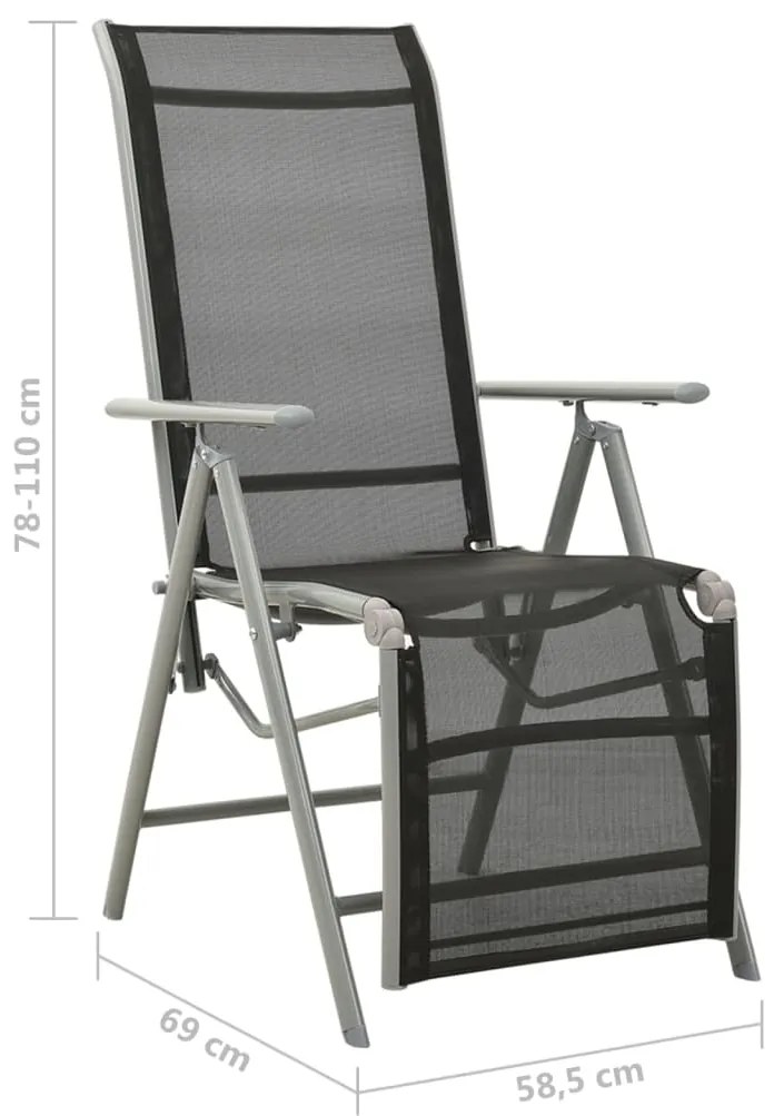 Cadeiras jardim reclináveis 2 pcs textilene e alumínio prateado