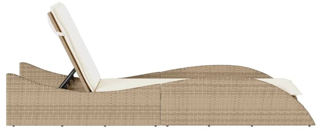 Espreguiçadeira com almofadão 60x205x73 cm vime PE bege