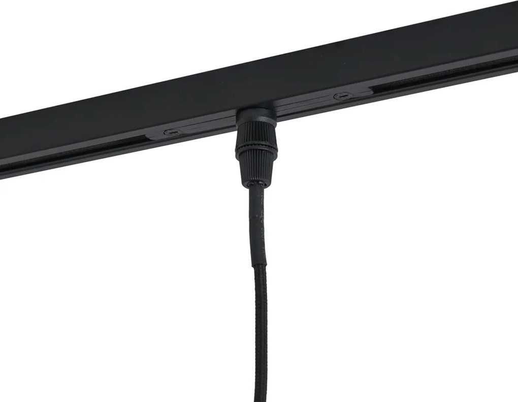 Sistema de calhas de iluminação moderno preto com 3 candeeiros suspensos de vidro âmbar monofásico - Iconic Dome