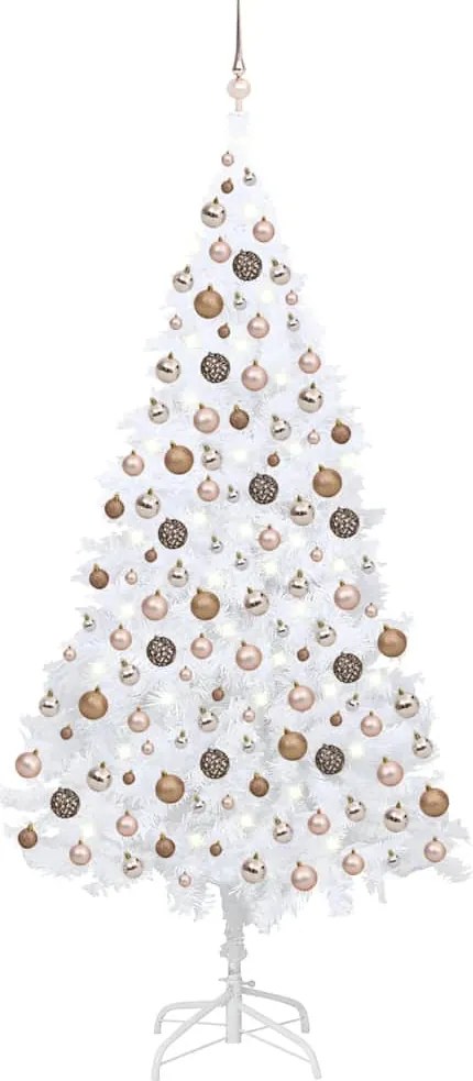 vidaXL Árvore Natal artificial pré-iluminada c/ bolas branco