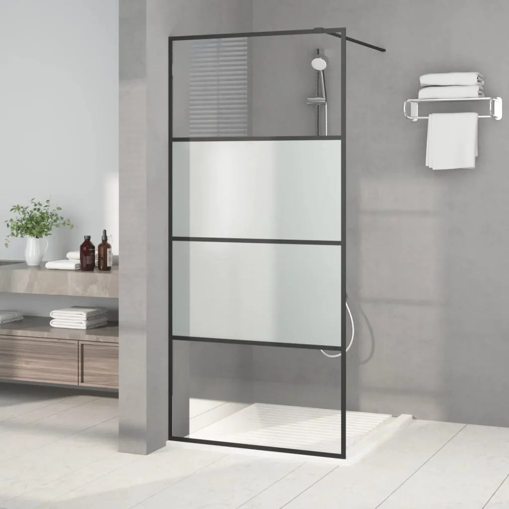 152126 vidaXL Divisória de chuveiro 90x195 cm vidro semiopaco ESG preto