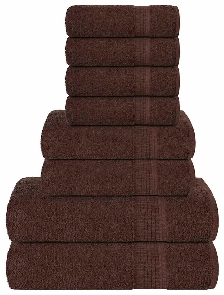 vidaXL 8pcs Conjunto toalhas banho 360 gsm 100% algodão castanho