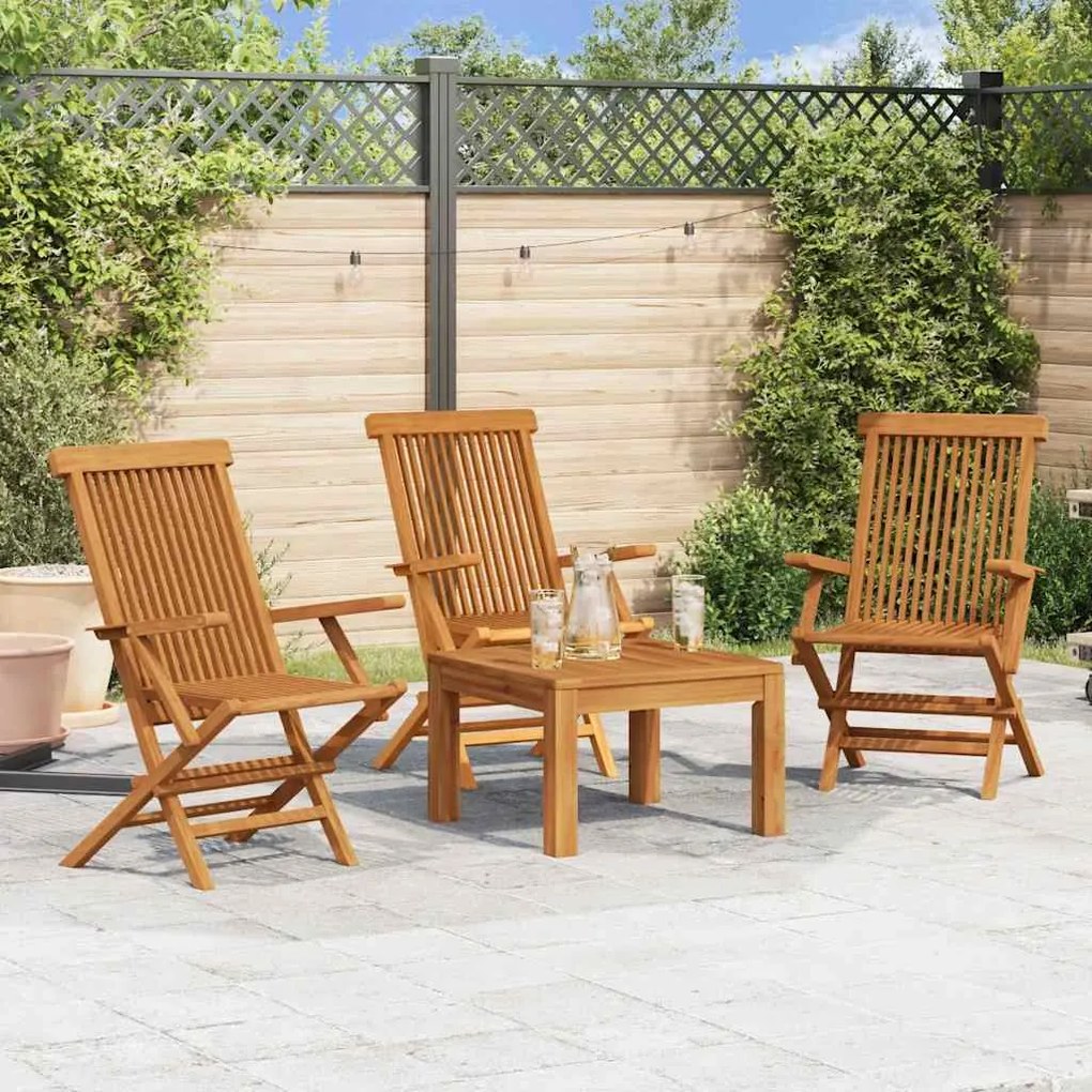 vidaXL Cadeiras de jardim 3 pcs madeira de teca maciça