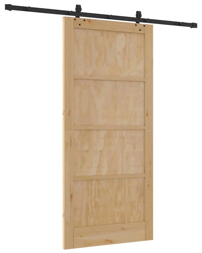 Porta Deslizante vidaXL com Conjunto de Ferragens 93x202 cm Madeira Só