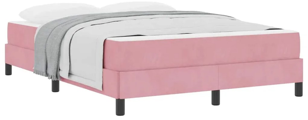 Cama box spring com colchão Rosa 140 x 210 cm Veludo
