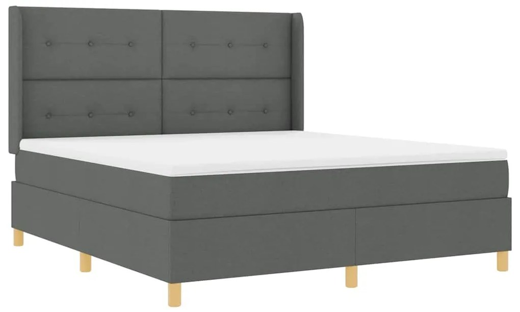 Cama Box com Colchão e LED vidaXL Cinza Escuro 180x200 cm em Tecido