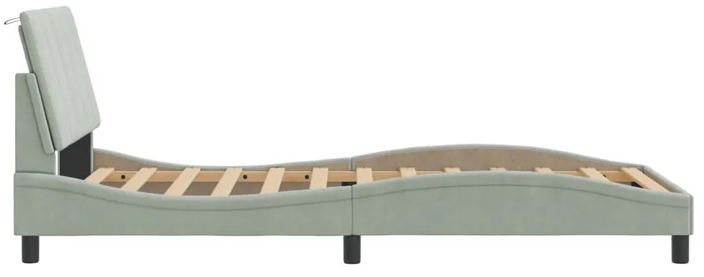 Estrutura de cama sem colchão 100x200 cm veludo cinzento-claro
