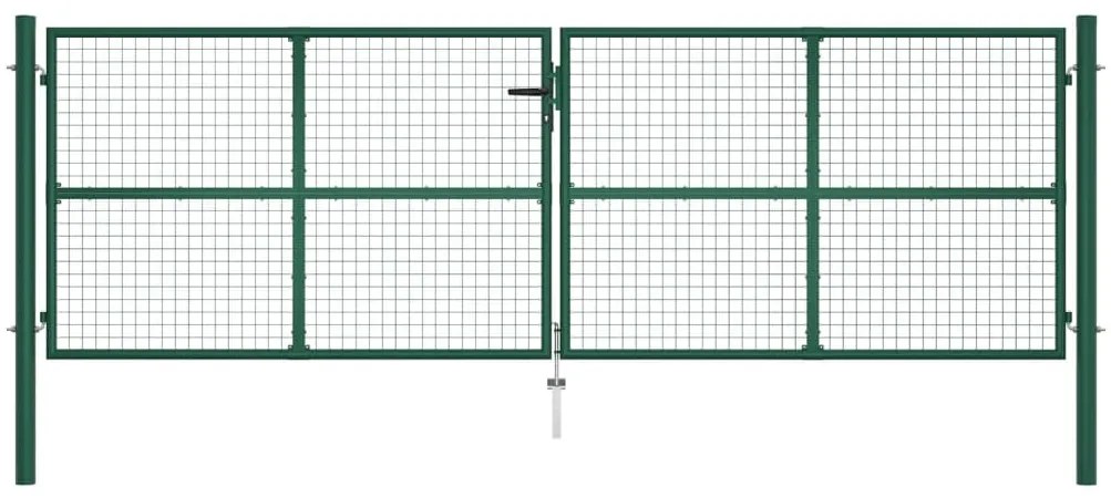 Portão de jardim em rede 390x125 cm aço verde