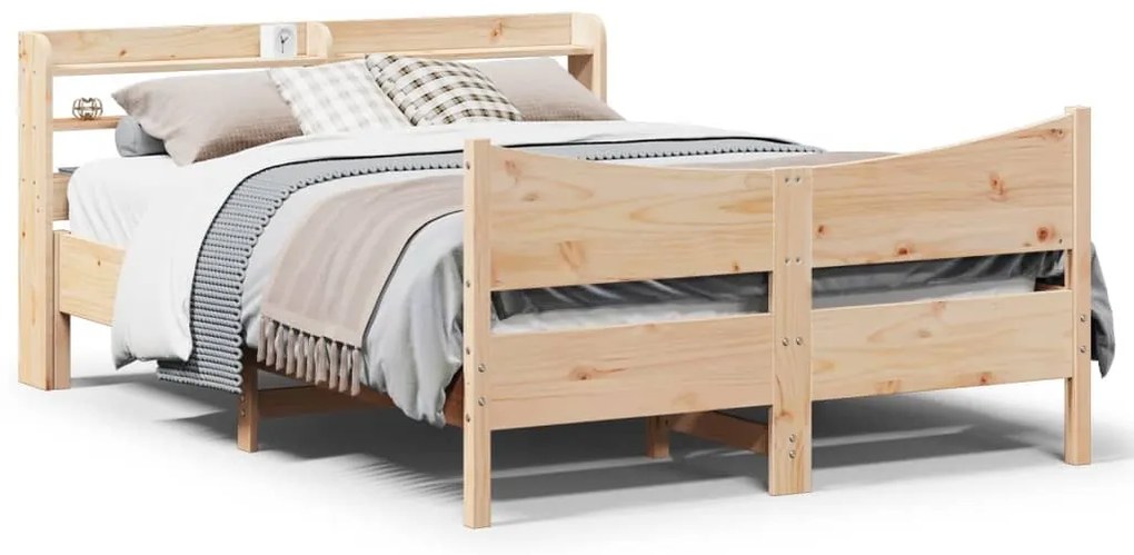 Estrutura de cama com cabeceira 140x200 cm pinho maciço