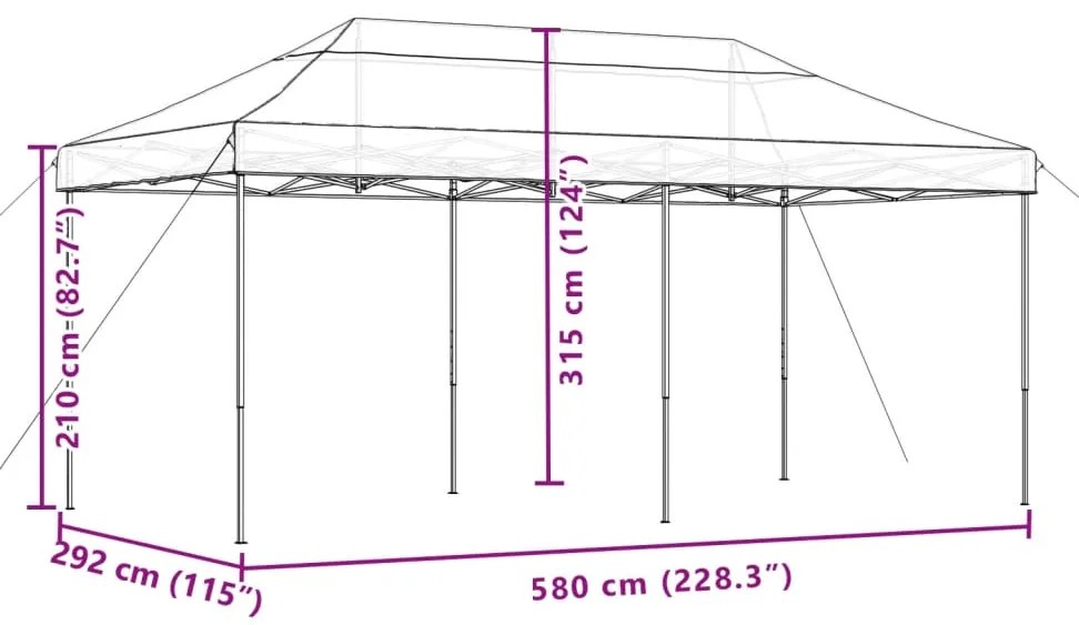 Tenda para festas pop-up dobrável 580x292x315 cm bege