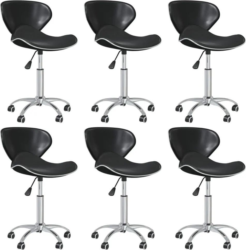 vidaXL Cadeiras de jantar giratórias 6 pcs couro artificial preto