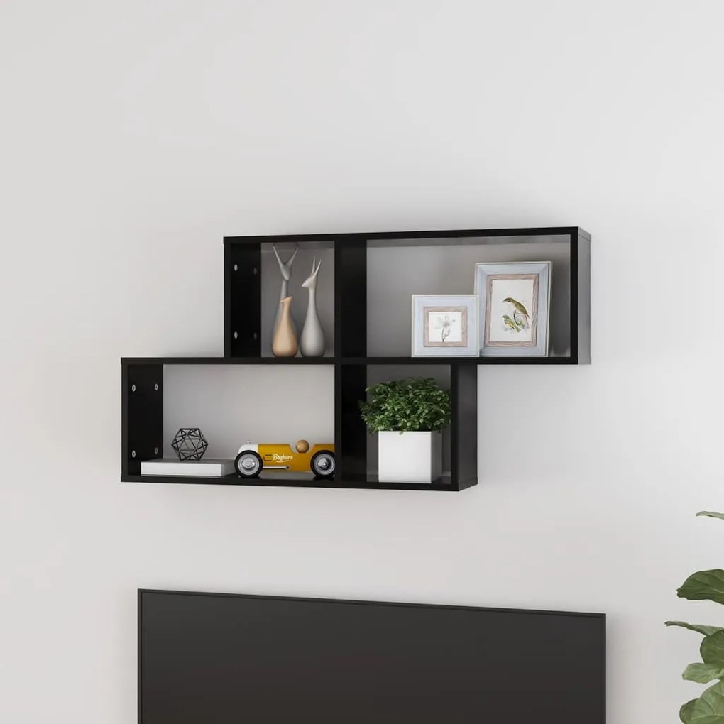 vidaXL Estante de parede 100x18x53 cm derivados de madeira preto