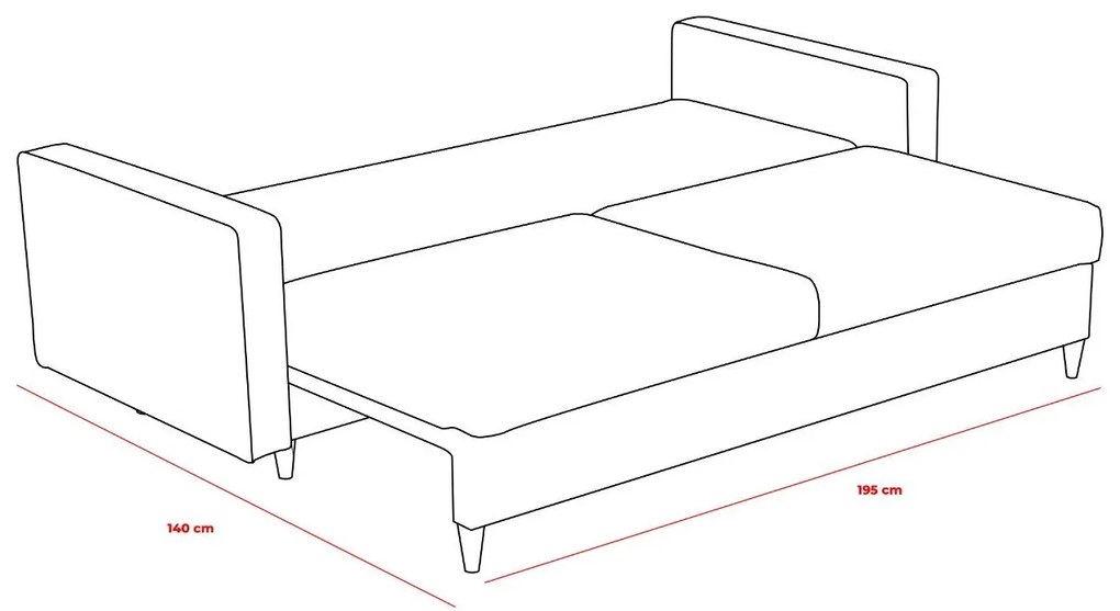 Sofá-cama de 3 Lugares Eva – Creme – 210 cm x 82 cm x 90 cm