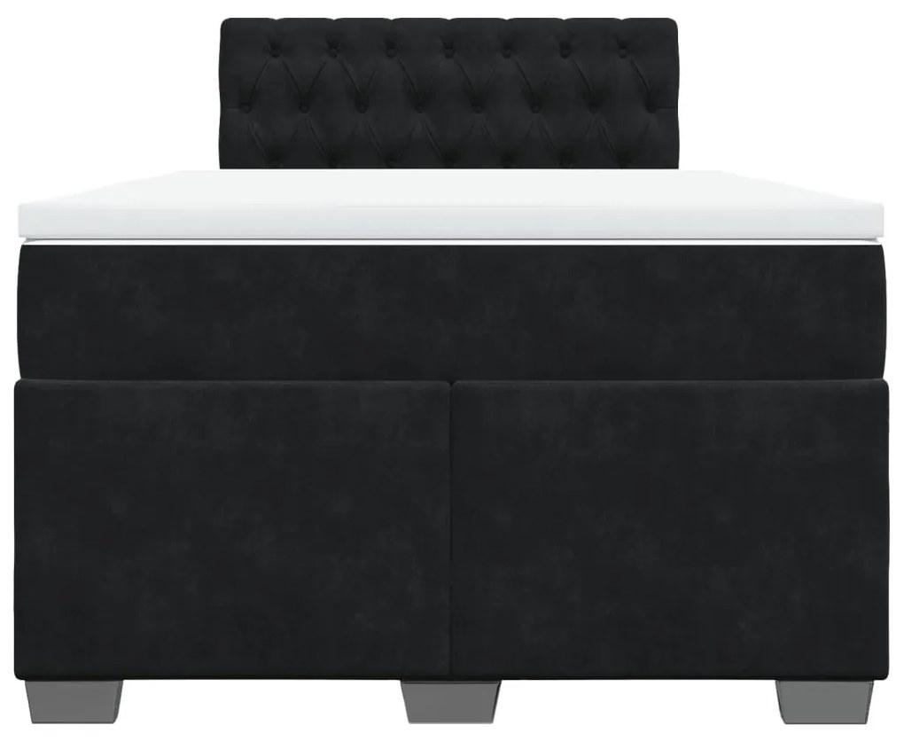 Cama boxspring com colchão 120x200 cm veludo preto