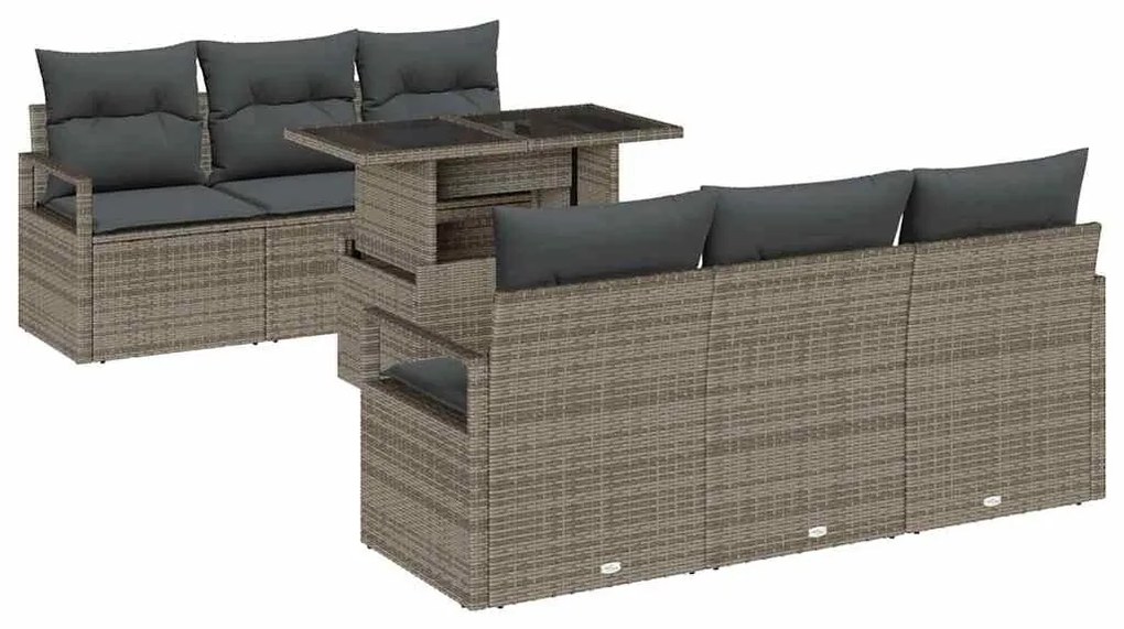 Conjunto de Sofá de Jardim vidaXL de 7 Peças com Almofadas Cinza de Ra