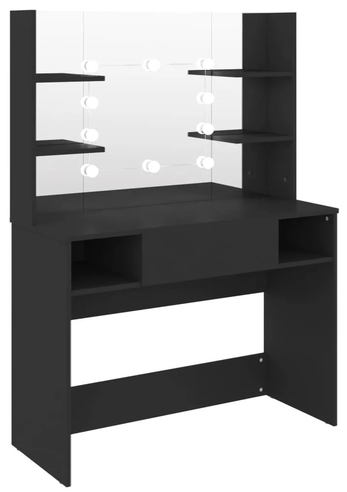 Mesa de maquilhagem c/ luzes LED 100x40x135 cm MDF preto