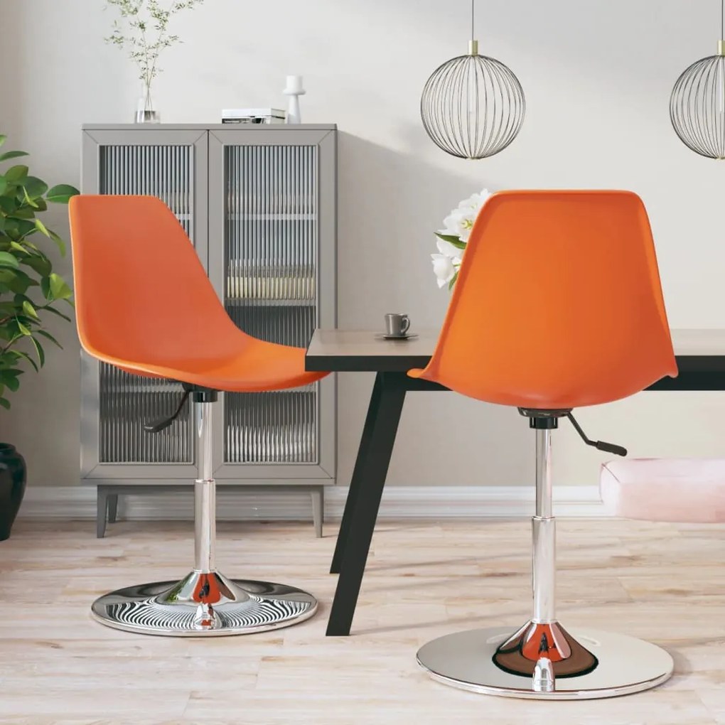 vidaXL Cadeiras de jantar giratórias 2 pcs PP laranja