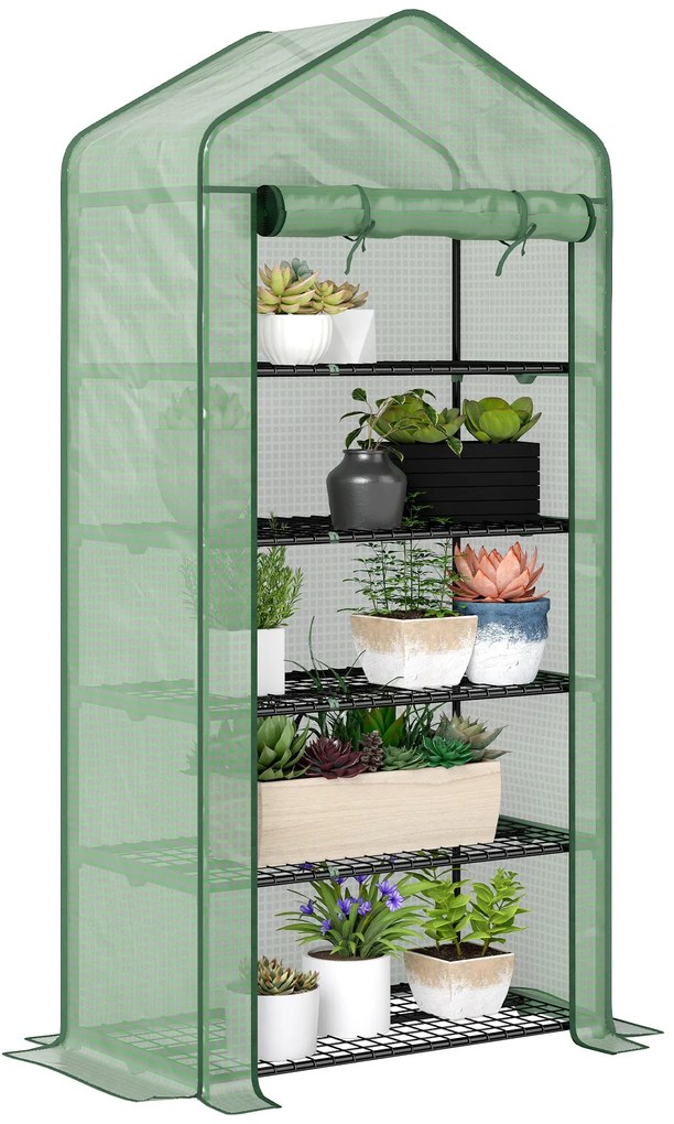 Estufa de Jardim de 5 Prateleiras Estufa Resistente com 1 Porta com Fe