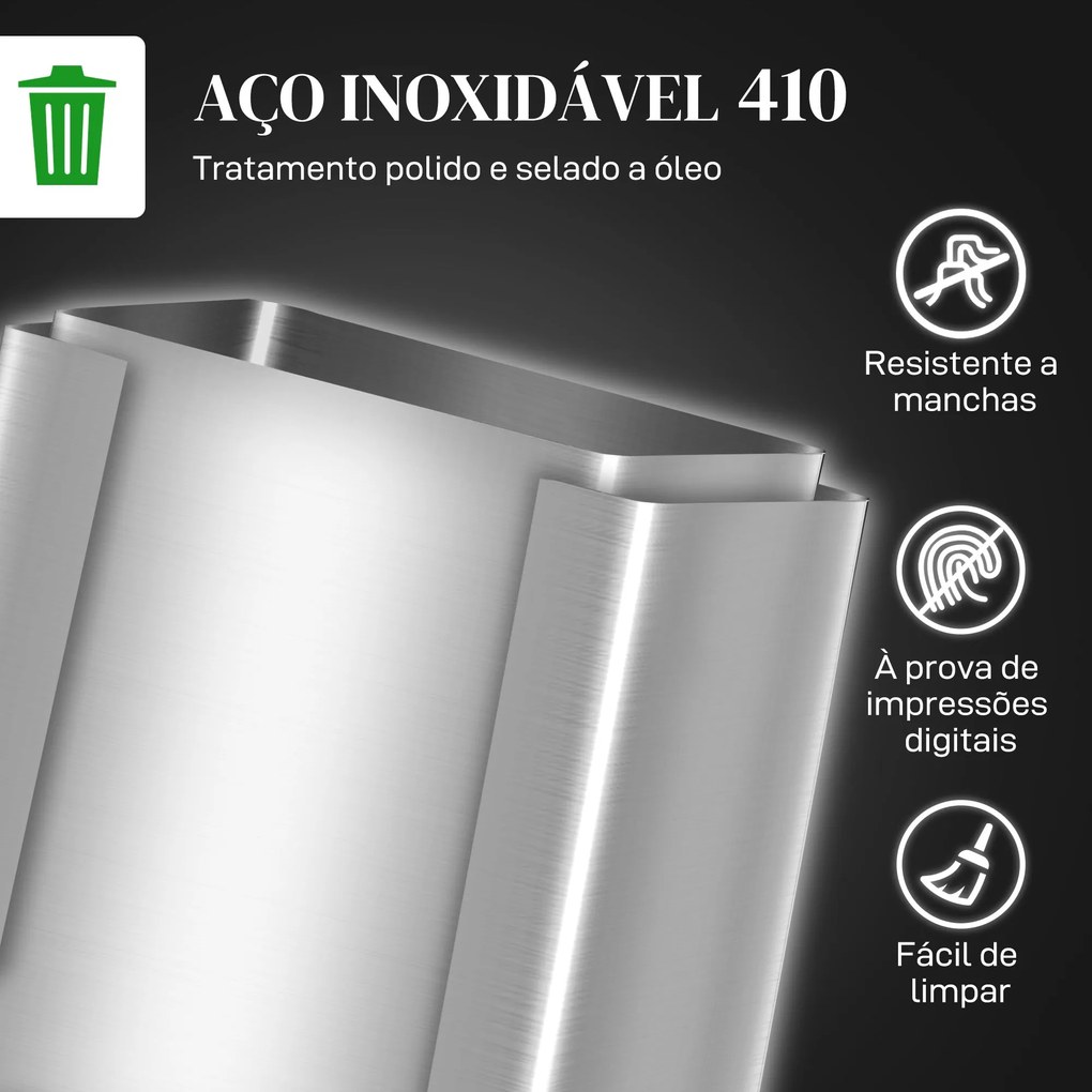 HOMCOM Balde de Lixo de Cozinha com 2 Compartimentos 2x20L Cubo de Lix