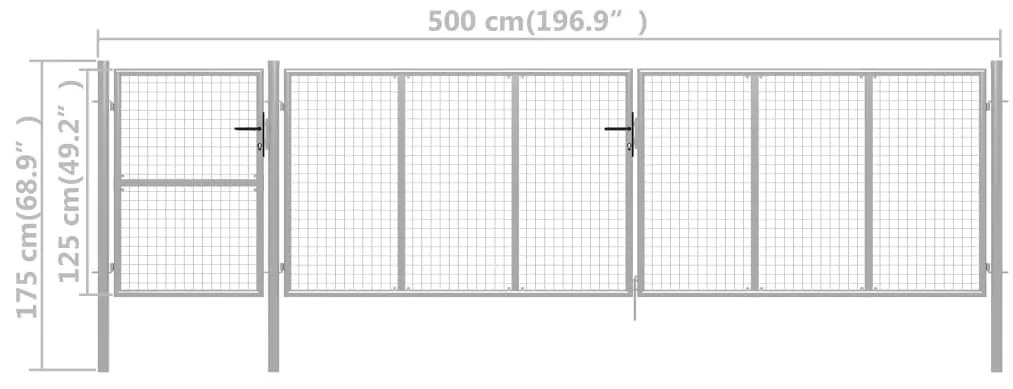 Portão de jardim 500x125 cm aço prateado