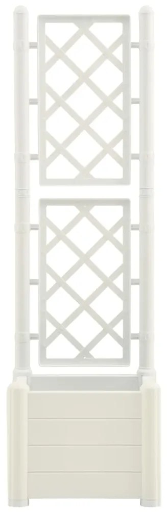 Vaso/floreira de jardim com treliça 43x43x142 cm PP branco