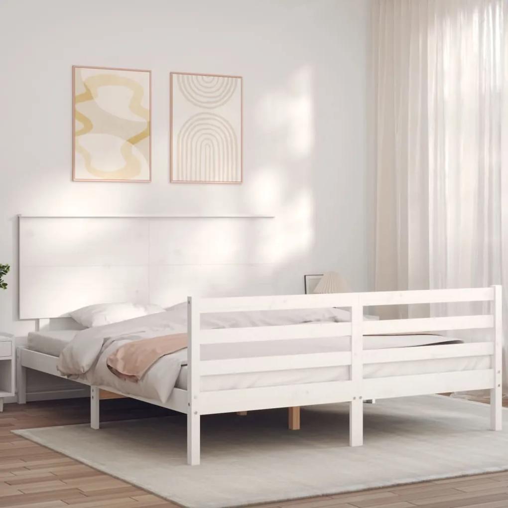 3195232 vidaXL Estrutura de cama com cabeceira 160x200 cm madeira maciça