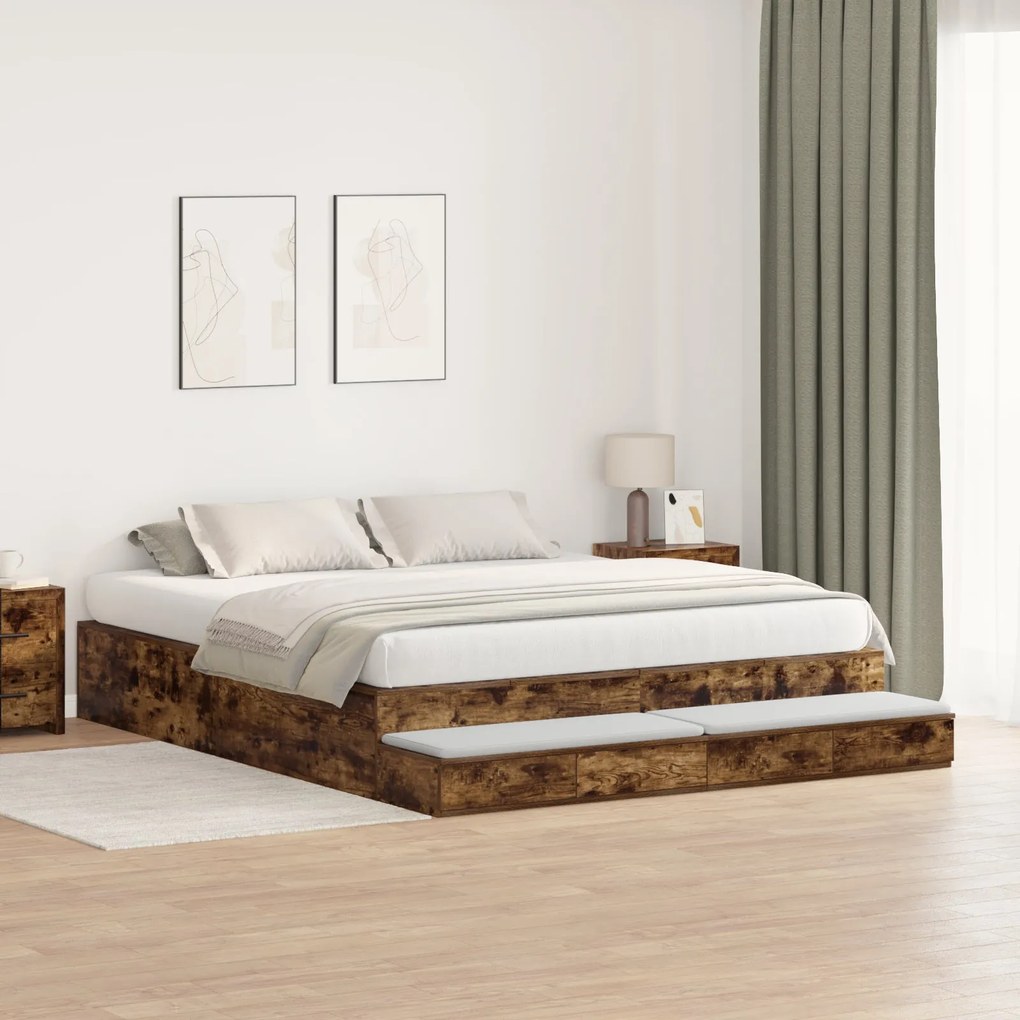Estrado de Cama Carvalho Defumado 200x200 cm