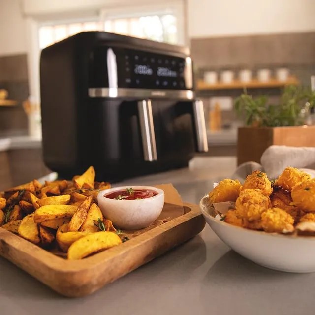 Fritadeira sem óleo Cecotec Cecofry Advance Double 9 L Ar Quente. 2850 W, Diet, Compacto e Digital, 2 Cestos com Dupla Temperatura e Tecnologia Perfec