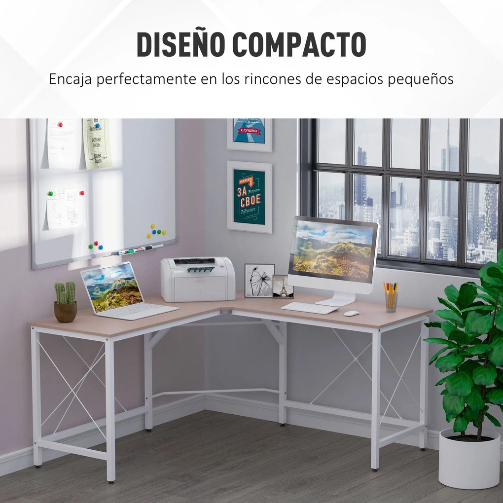 HOMCOM Secretária de Canto para Escritório Casa Secretária em Forma de