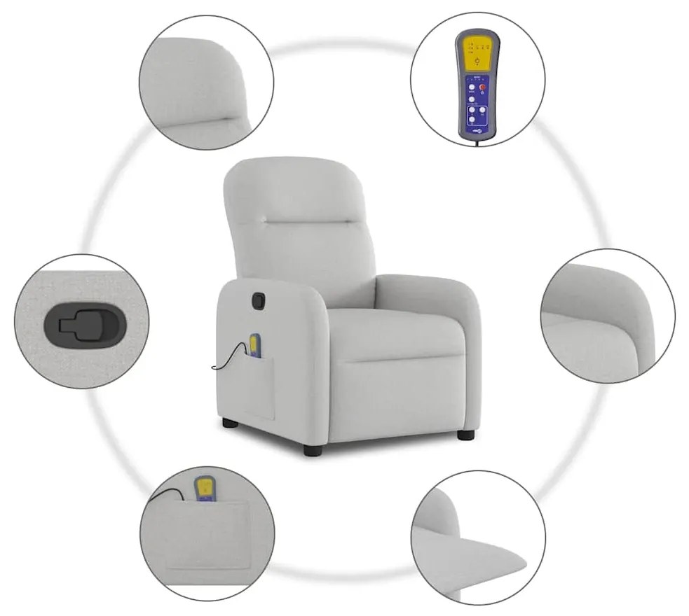 Cadeira de massagem reclinável tecido cinzento