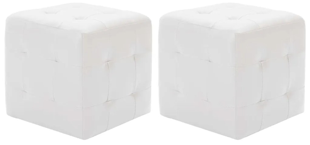 vidaXL Pufe 2 pcs 30x30x30 cm couro artificial branco