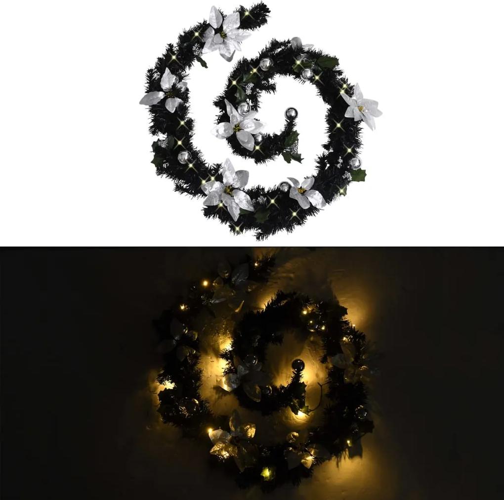 Grinalda de Natal com luzes LED 2,7 m PVC preto
