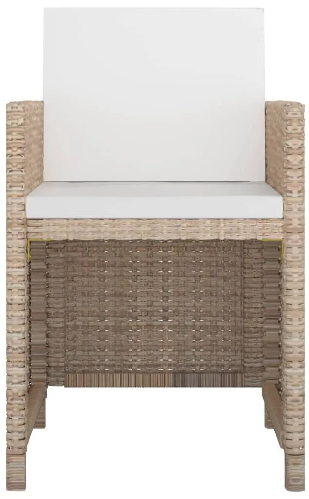 5 pcs conjunto jantar exterior com almofadões vime PE bege