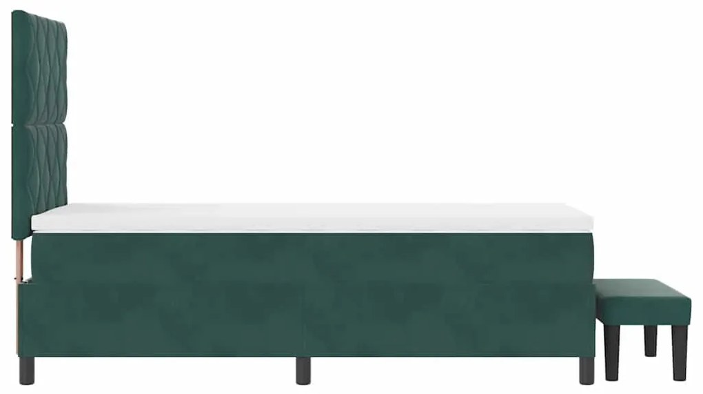Cama Box com Colchão e Banco Verde Escuro 100x200 cm Veludo