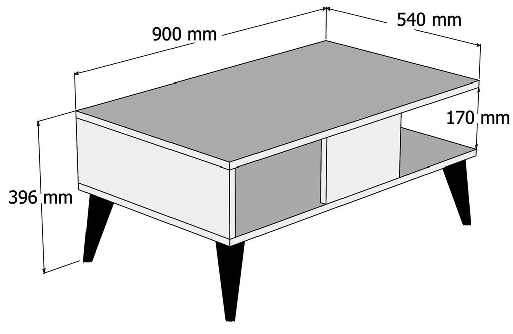 Mesa de Centro Lidya – Nogueira e Mármore – 90 cm x 39,6 cm x 54 cm