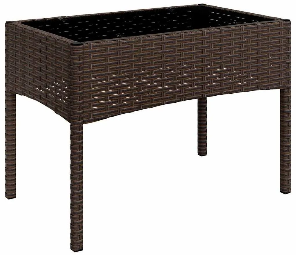 4 pcs conjunto lounge jardim c/ almofadões vime PE castanho