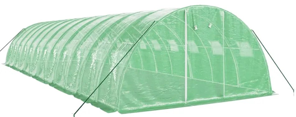 Estufa com estrutura de aço 48 m² 12x4x2 m verde